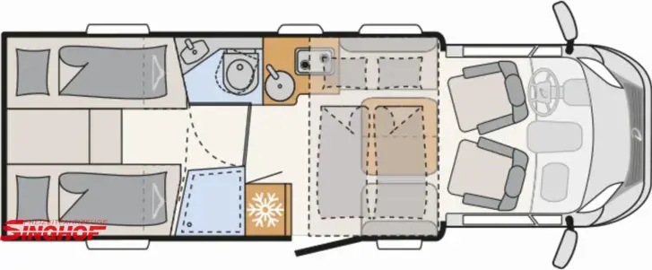 Grundriss Tag Dethleffs Trend T 7057 EBL inkl.STÜTZEN + BACKOFEN + RADIO