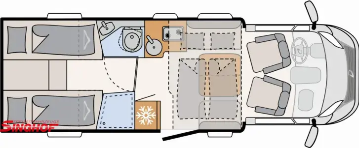 Grundriss Tag Dethleffs Just Camp Active T 7052 EBL FACE TO FACE + RADIO