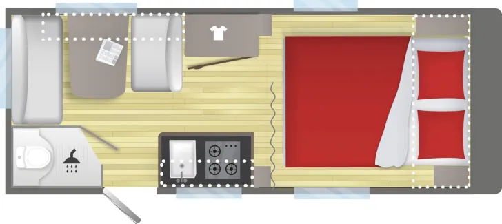 Grundriss Tag Sterckeman Easy 460CP Dusche Queensbett Heizung