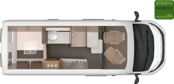 Grundriss Tag Knaus BoxLife 600 MQ Heckhubbett Navi Markise AHK