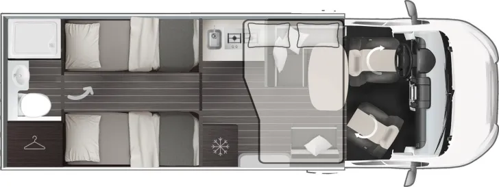 Grundriss Tag Roller Team ZEFIRO 282 TL Heckbad ALDE Heizung Full-LED