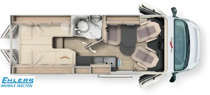 Grundriss Tag Malibu Van first class - two rooms 640 LE RB 180PS/Autom/Winter-Paket/RFK/Fahrassistens-Paket