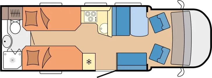 Grundriss Tag Hobby Optima De Luxe T70 E Dachklima/Markise/Alu/AHK/GFK-Boden-Dach