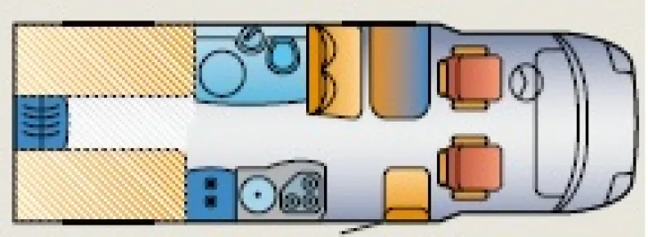 Grundriss Tag Hymer Tramp SL 674 Star Edition - EINZELBETTEN -