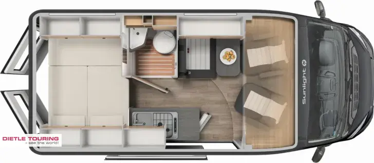 Grundriss Tag Sunlight Adventure Cliff 540 Automatik, Chassis-Paket