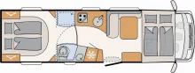 Grundriss Tag Dethleffs Globetrotter XL I 7850-2 DBM