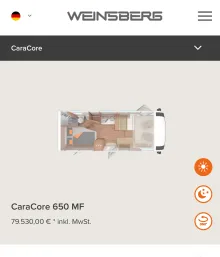 Grundriss Tag Weinsberg CaraCore 650 MF