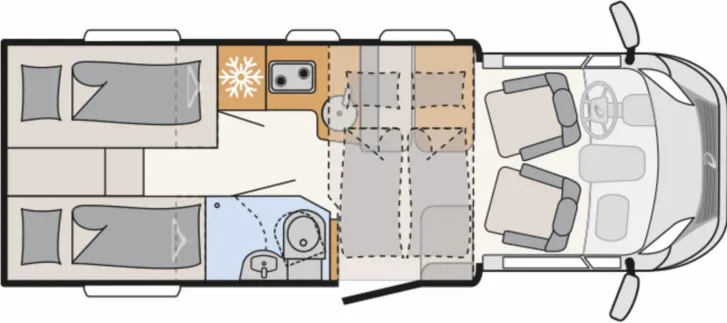 Grundriss Tag Dethleffs Trend T 6817 EB Winterpaket, Navi, Hubbett, GT