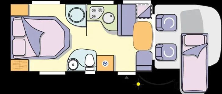 Grundriss Tag Challenger Genesis 288 EB Queensbett Markise Hubbett