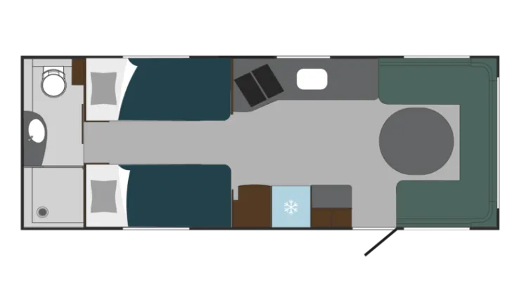 Grundriss Tag Polar Blueline 650 BSA Heckbad Einzelbetten 2xALDE ++