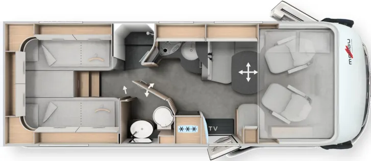 Grundriss Tag Malibu I 450 RB LE comfort Frühjahrsaktion 2026
