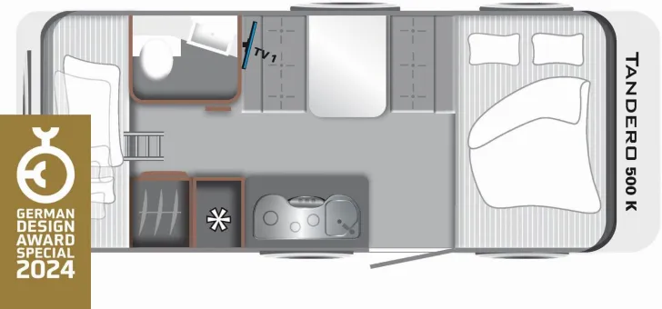 Grundriss Tag LMC Tandero 500 K Etagenbetten ATC Dusche GFK-Wände