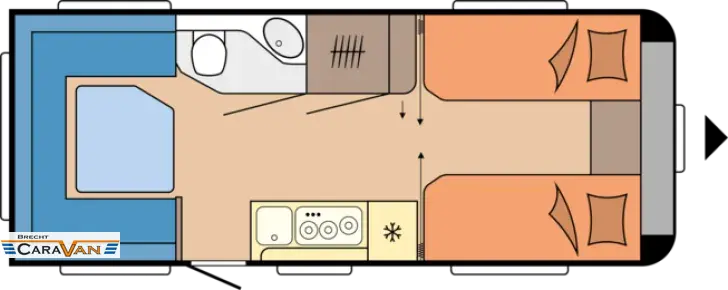 Grundriss Tag Hobby Maxia 585 UL-R Einzelbetten o.Doppelbett quer