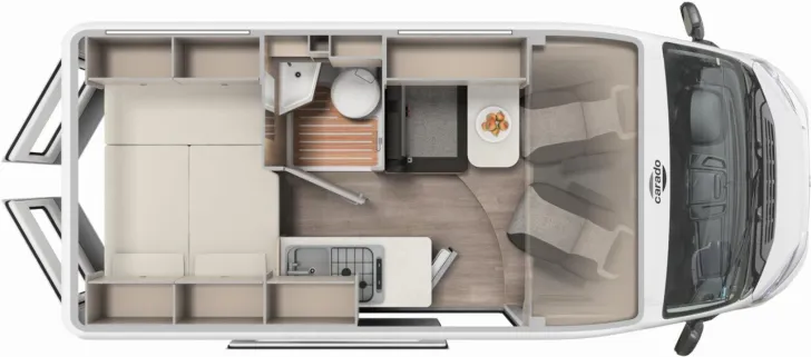 Grundriss Tag Carado pro CV 540 Dieselheiz., Schlafdach, AWT isoliert