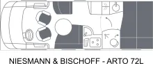 Grundriss Tag Niesmann + Bischoff Arto 72 L sehr gut gepflegt