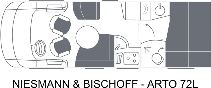 Grundriss Tag Niesmann + Bischoff Arto 72 L sehr gut gepflegt