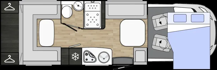 Grundriss Tag Benimar Mileo M282 NEUHEIT / RUNDSITZGRUPPE HECK