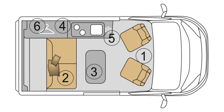 Grundriss Tag Mooveo Campervan 2 All-In-Paket