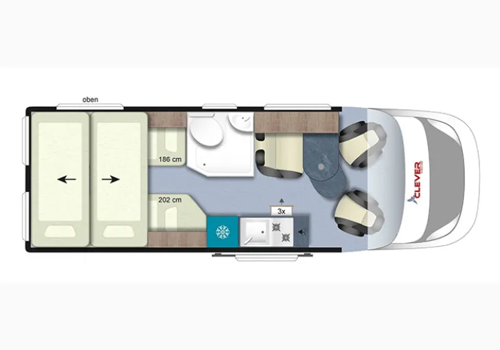 Grundriss Tag Clever Flex Kids 636 Autarker Family Camper