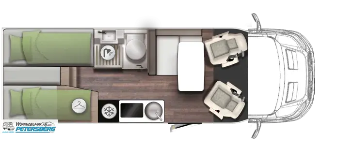 Grundriss Tag Forster T 669 EB 165 PS * Automatik * Hubbett