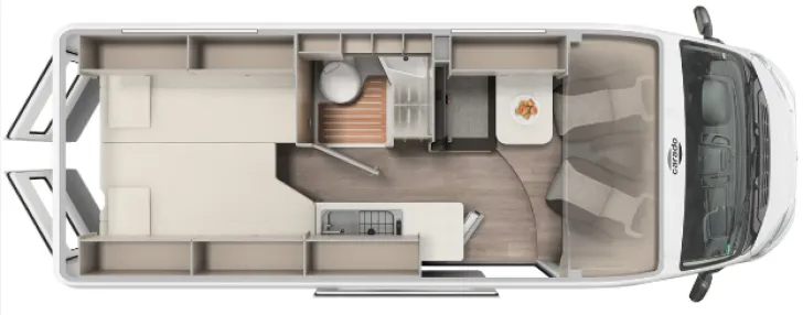 Grundriss Tag Carado CV 640 Längsbetten, Markise, ab Juni