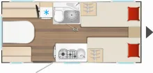 Grundriss Tag Bürstner B66 490 TL EINZELBETTEN|ROLLROST|DUSCHE|GFK