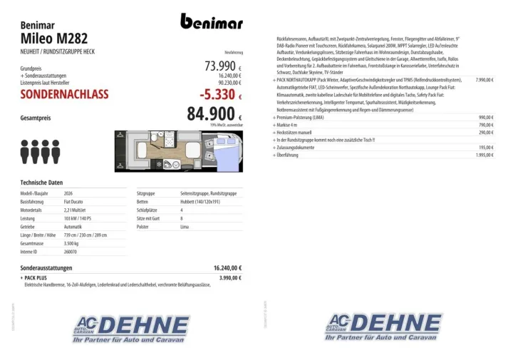 Fahrzeugbild Benimar Mileo M282 NEUHEIT / RUNDSITZGRUPPE HECK #3