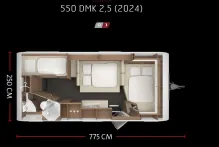 Grundriss Nacht Tabbert Senara 550 DMK 2,5