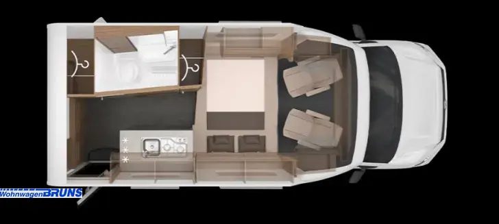 Grundriss Nacht Knaus Tourer VAN 500 LT VANSATION VW Bulli T6.1