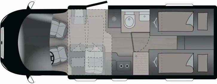 Grundriss Tag Crosscamp EXPDN T 7.4 E Peugeot ACC,Hubbett ele,Naviceiver