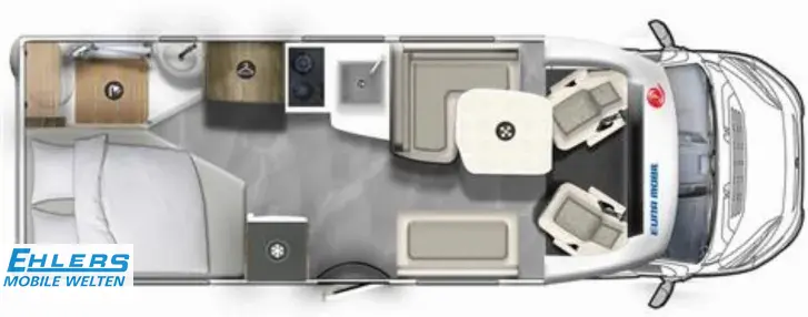 Grundriss Tag Eura Mobil Profila RS PRS 675 SB 140PS/Markise/Mondial-Paket/Dachklima/Fahrradträger/Exclusiv Design Heck