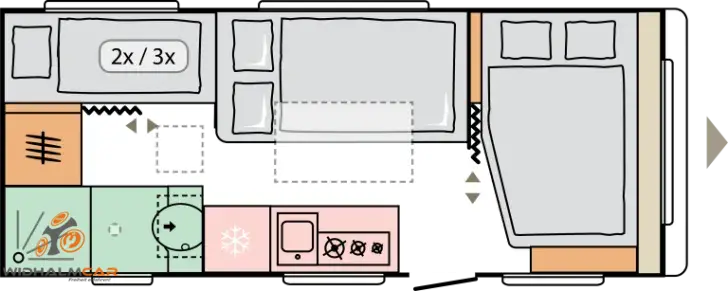 Grundriss Nacht Adria Altea 552 PK 60 Years - LUXE - Stockbetten