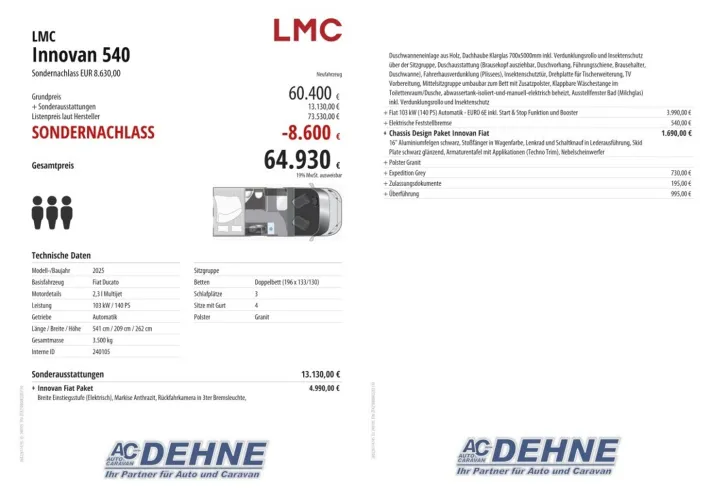 Fahrzeugbild LMC Innovan 540 Sondernachlass EUR 8.630,00 #3