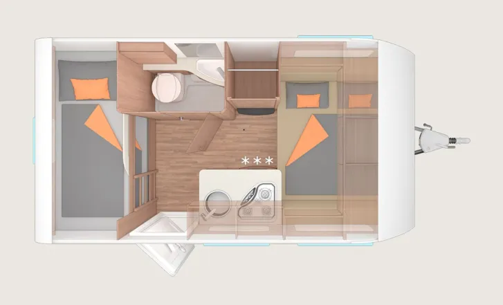 Grundriss Nacht Weinsberg CaraOne 400LK sehr gut gepflegt