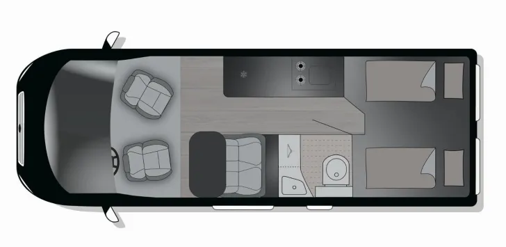 Grundriss Tag Crosscamp ADVTR 6.4 EF Peugeot Automatik, AWT isoliert