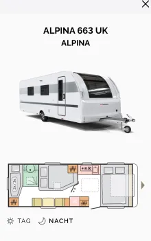 Grundriss Nacht Adria Alpina 663 UK Premium Wohnwagen, w