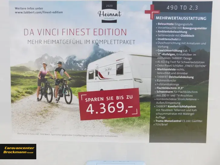 Fotos können Sonderausstattung zeigen, die nicht im Preis enthalten ist. Tabbert Da Vinci 490 TD 2,3 Finest Edition Markise, Mover,Garagenfahrzeug