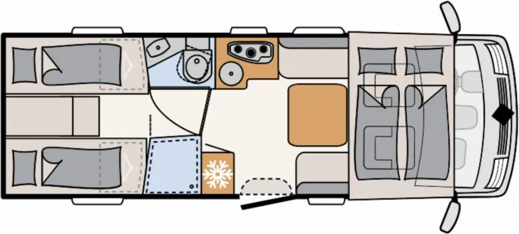 Grundriss Tag Dethleffs Trend I 7057 EBL