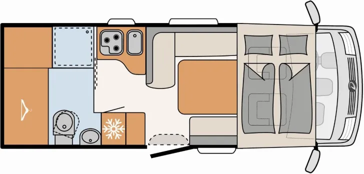 Grundriss Tag Dethleffs Trend I 6767 SAT + TV, Navi, Solar, AHK, Markise