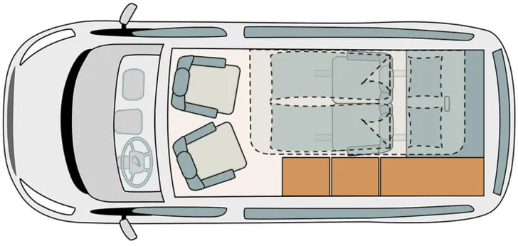 Grundriss Tag Dethleffs Globevan CAMP TWO Top Ausstattung