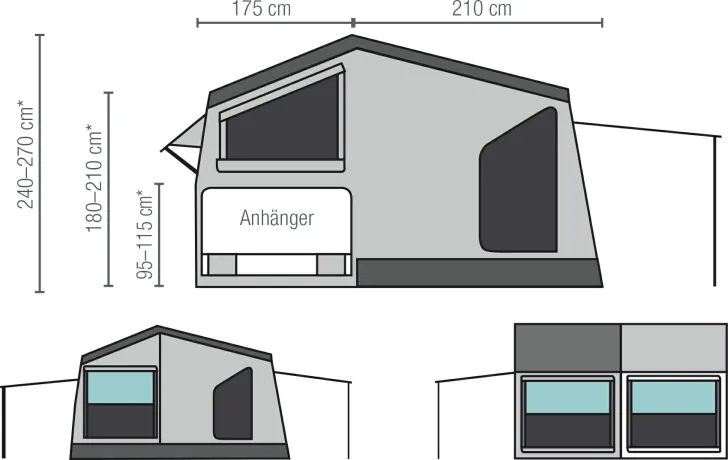Grundriss Nacht Campwerk Zeltanhänger ECONOMY gut gepflegt