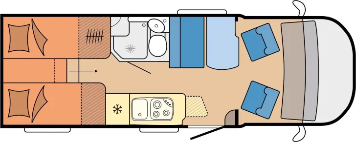 Grundriss Tag Hobby Optima OnTour Edition V65 GE - ab Oktober verfügbar