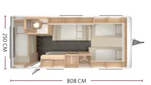 Grundriss Nacht Tabbert Vivaldi 560 EMK 2,5 Sehr gut gepflegt
