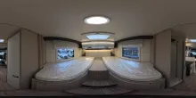 360° Innenansicht Forster T 745 EB, MJ26, KLIMA, SAT, TV, SOLAR, LITHIUM