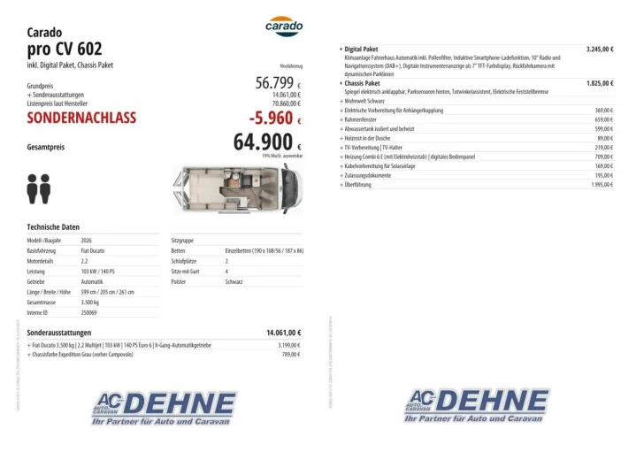 Fahrzeugbild Carado pro CV 602 inkl. Digital Paket, Chassis Paket #3