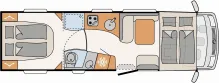 Grundriss Tag Dethleffs Globetrotter XL I 7850-2 DBM 6000Km + Garantie