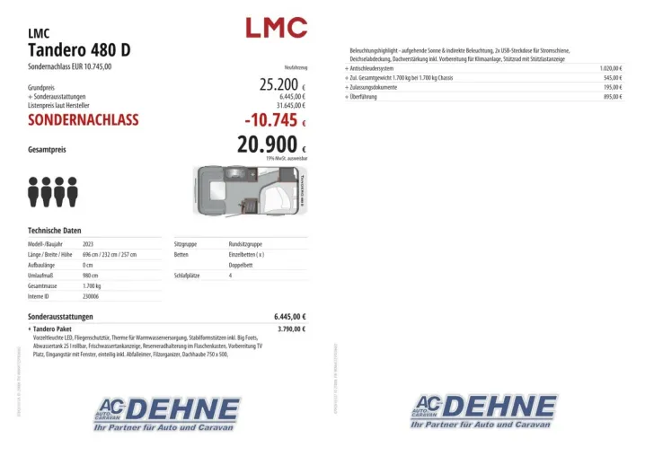 Fahrzeugbild LMC Tandero 480 D Sondernachlass EUR 10.745,00 #3