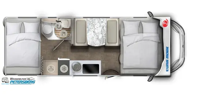 Grundriss Tag Eura Mobil Activa One 690 HB Travel-Paket & Lithiumbatterie