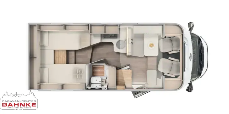 Grundriss Tag Carado T 338 Automatik, Hubbett