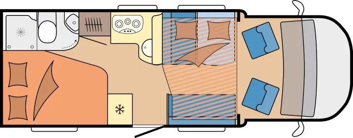 Grundriss Tag Hobby Optima OnTour T65 HFL Hydr. Hubstützen Klima AHK